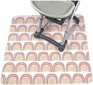 JumpOff Jo – Baby Splat Mat for Under High Chair,– Washable Waterproof Baby Floor Mat for Arts and Crafts Playtime and Dining Table or Booster Seat, Reusable Fabric 51"x51" - Boho Rainbow