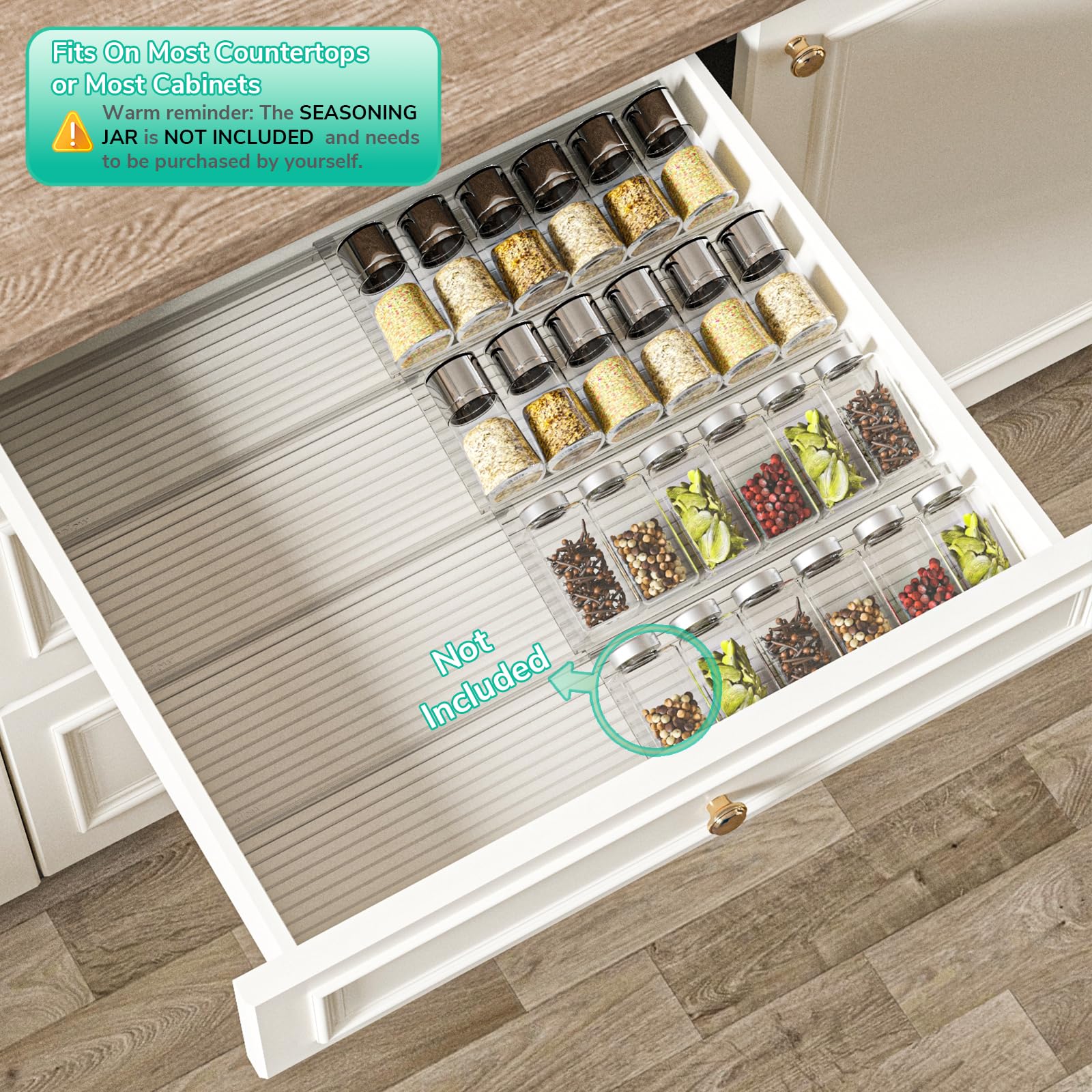 Snapklik.com : AMBIRD Spice Drawer Organizer, 4 Tier-2 Set Clear Spice ...