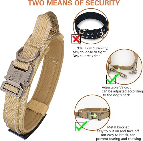 Miniatura 21 de KCUCOP - Collar táctico para perro, collar militar para perro, collares para perro Tactipup, ajustable, hebilla de metal resistente para perros M, L