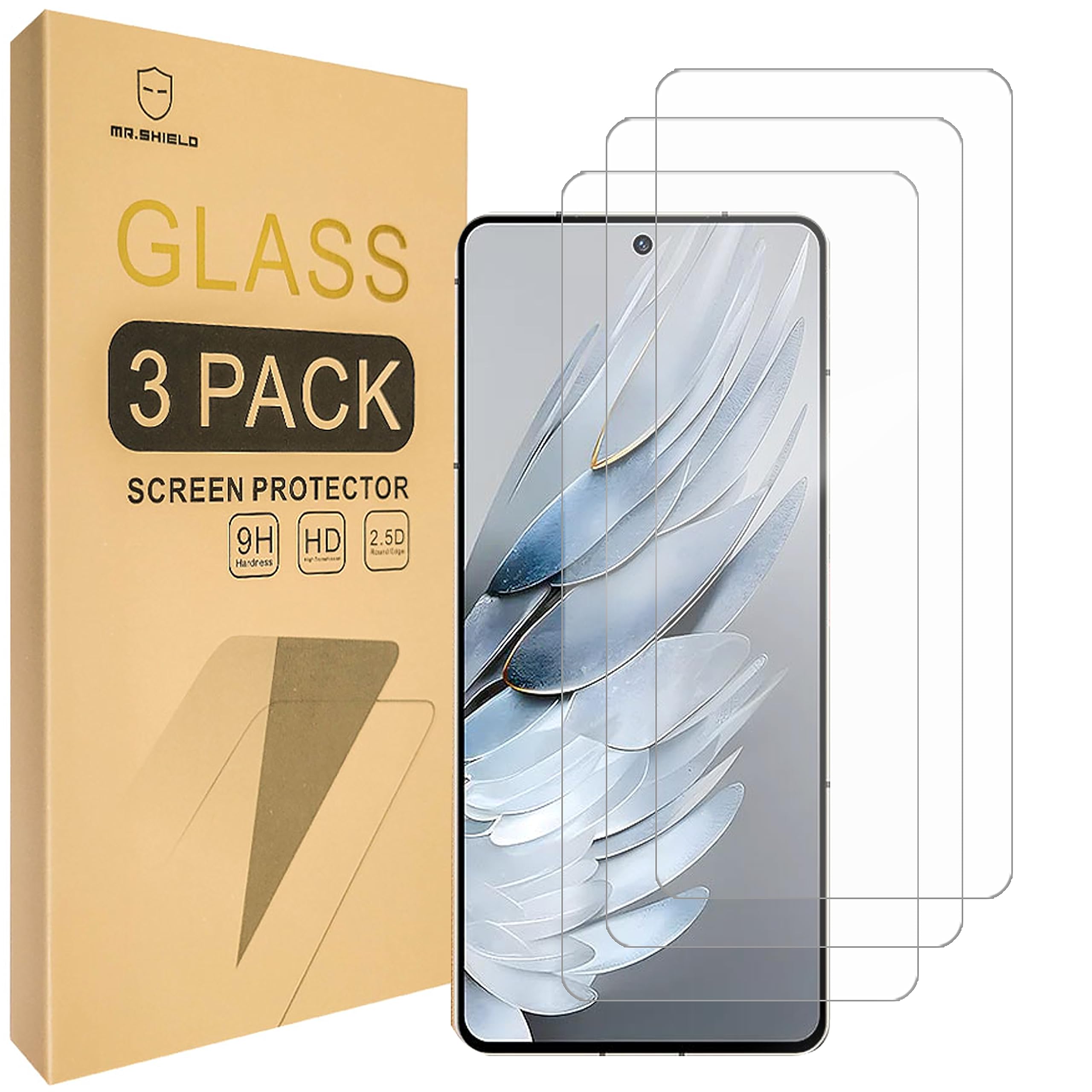 Mr.ShieldScreen Protector for ZTE Nubia Z50S Pro Tempered Glass [9H Hardness] [3 Pieces] Bubble Free Screen Protector