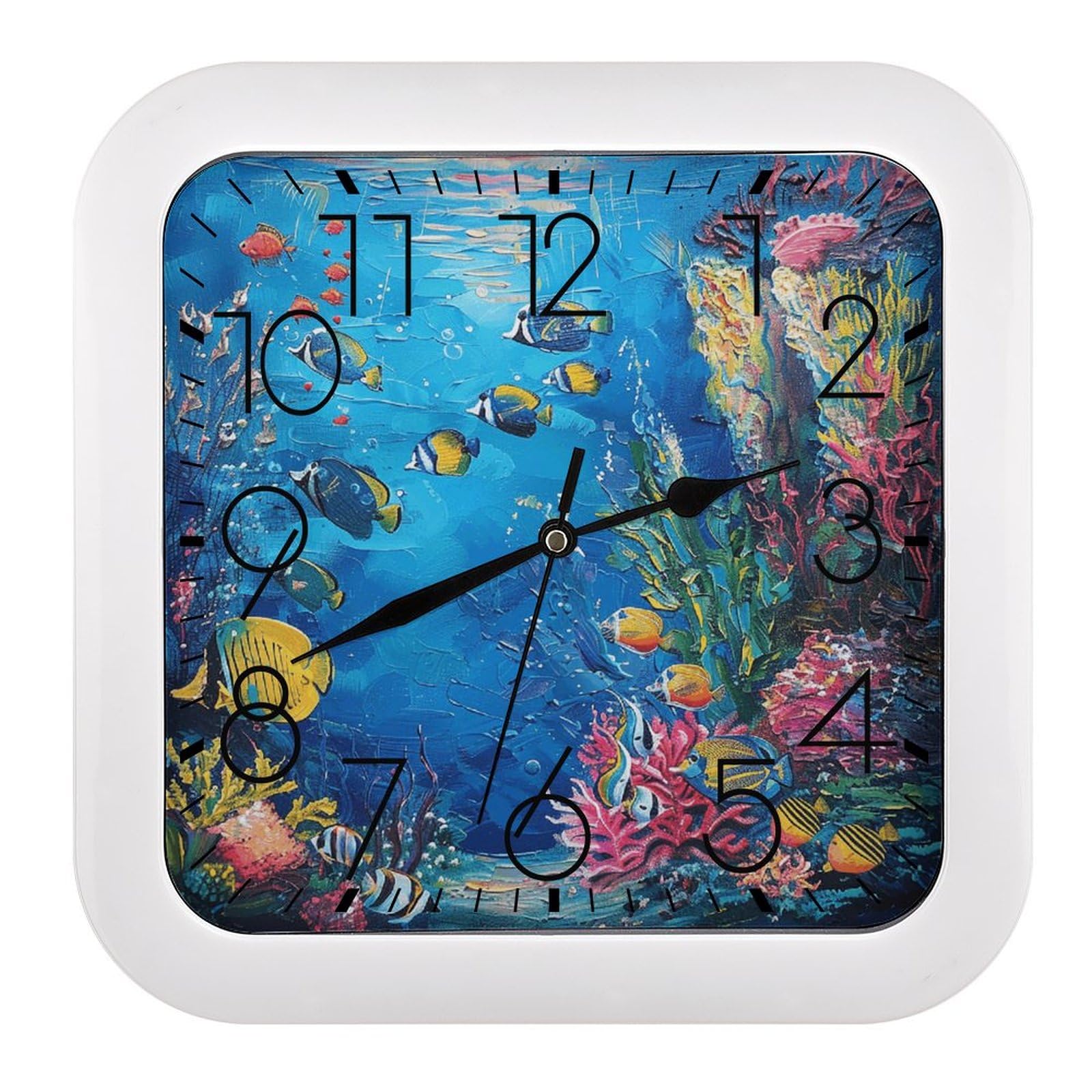 Horloge murale de cheminée sous l'eau avec récif de corail rétro