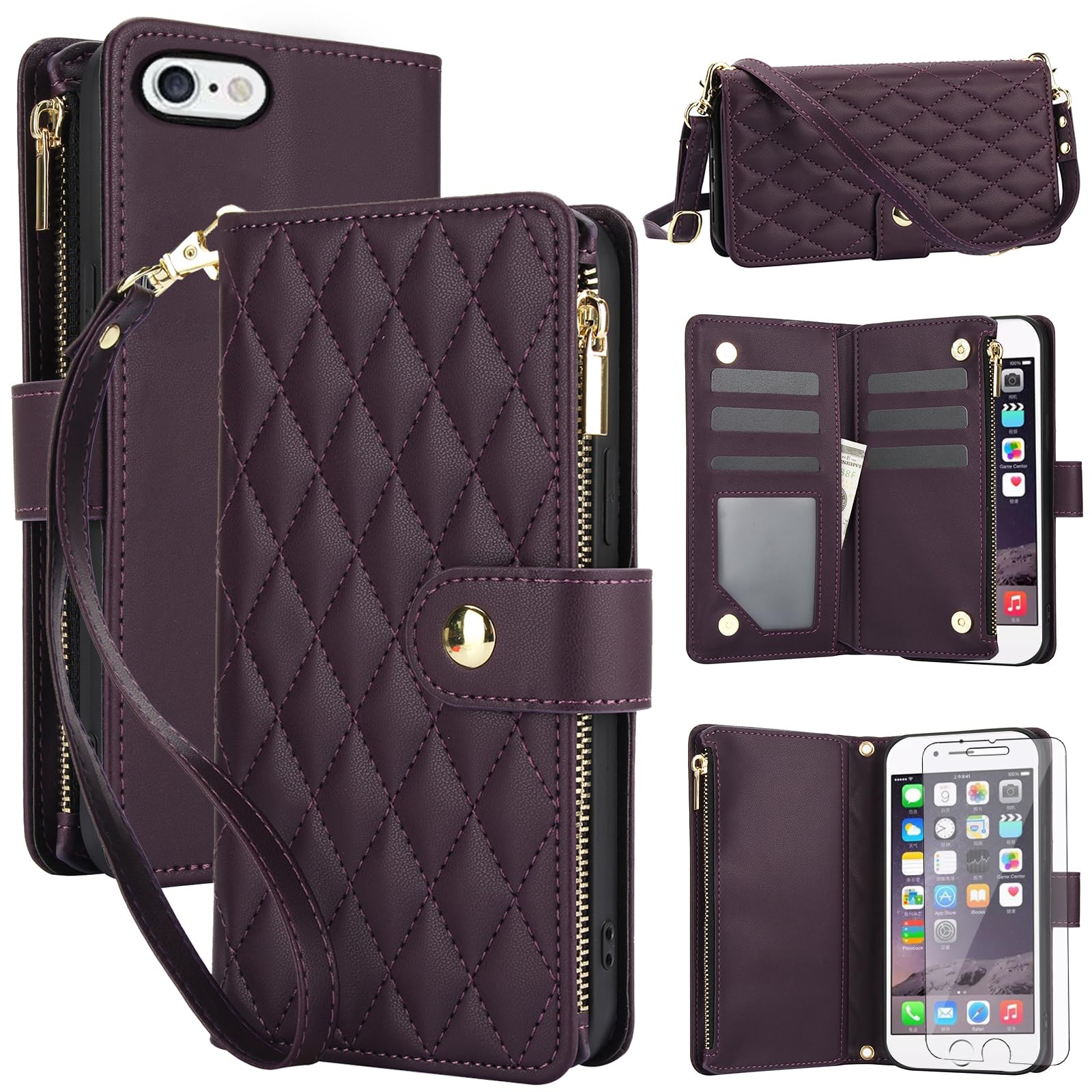 Coque iPhone 6 Plus / 7 Plus / 8 Plus étui portefeuille fermeture éclair - 8