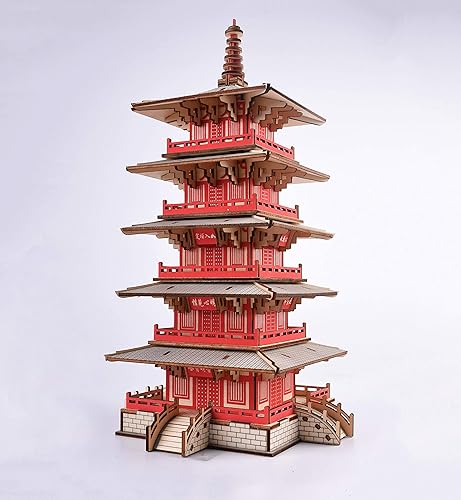 Miniatura 6 de Rompecabezas de madera 3D, modelo de edificios del templo de Hanshan, juguete de bloques de arquitectura de fama mundial, a partir de 15 años, kits
