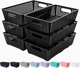 Tiawudi Stackable Woven Plastic Basket, Storage Bins for Cabinet, Closet...