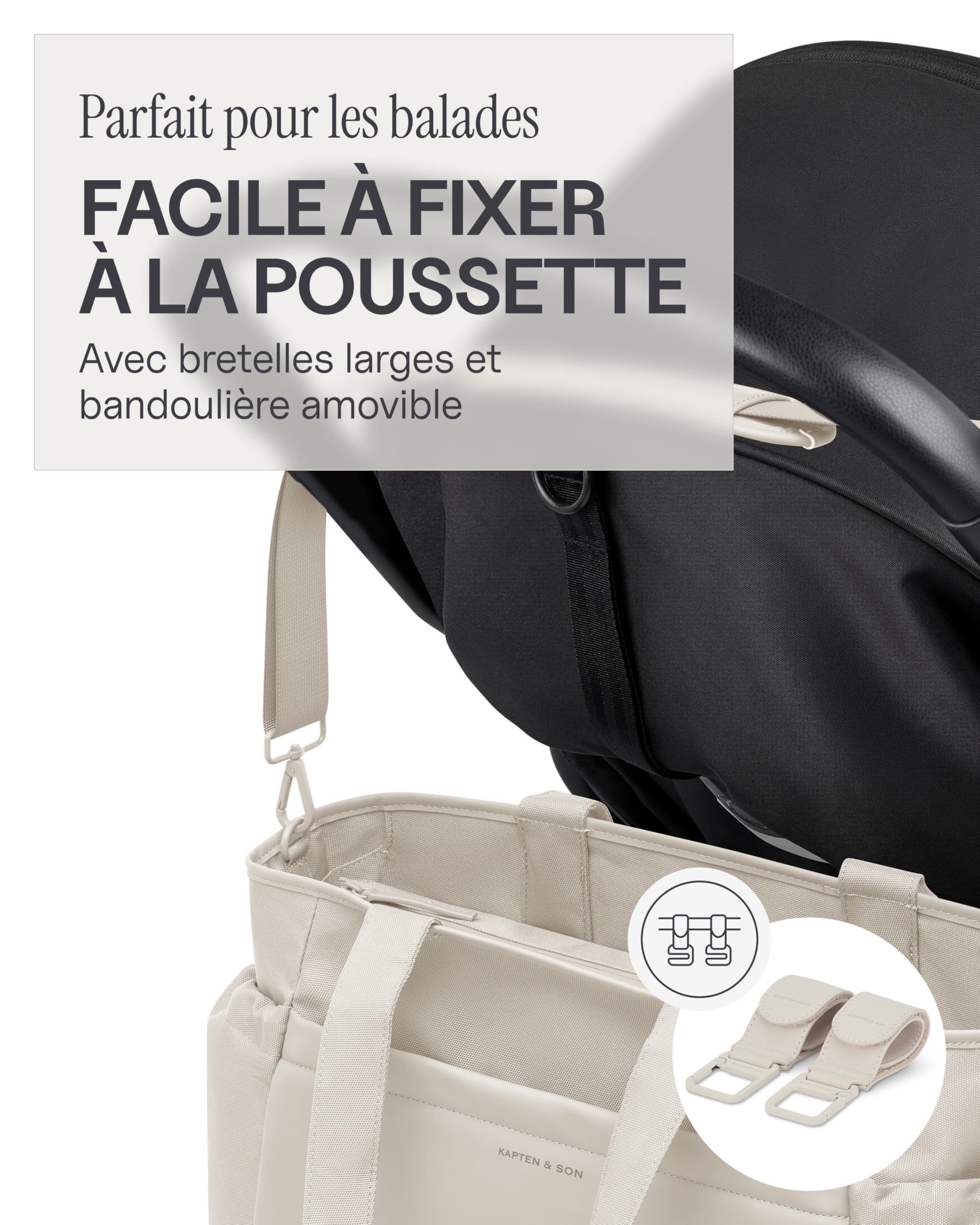 Kapten & Son Shopper Hellvi Diaper Set Sac à langer 25 l fixation poussette valise trousse toilette matelas langer porte-bouteille isotherme