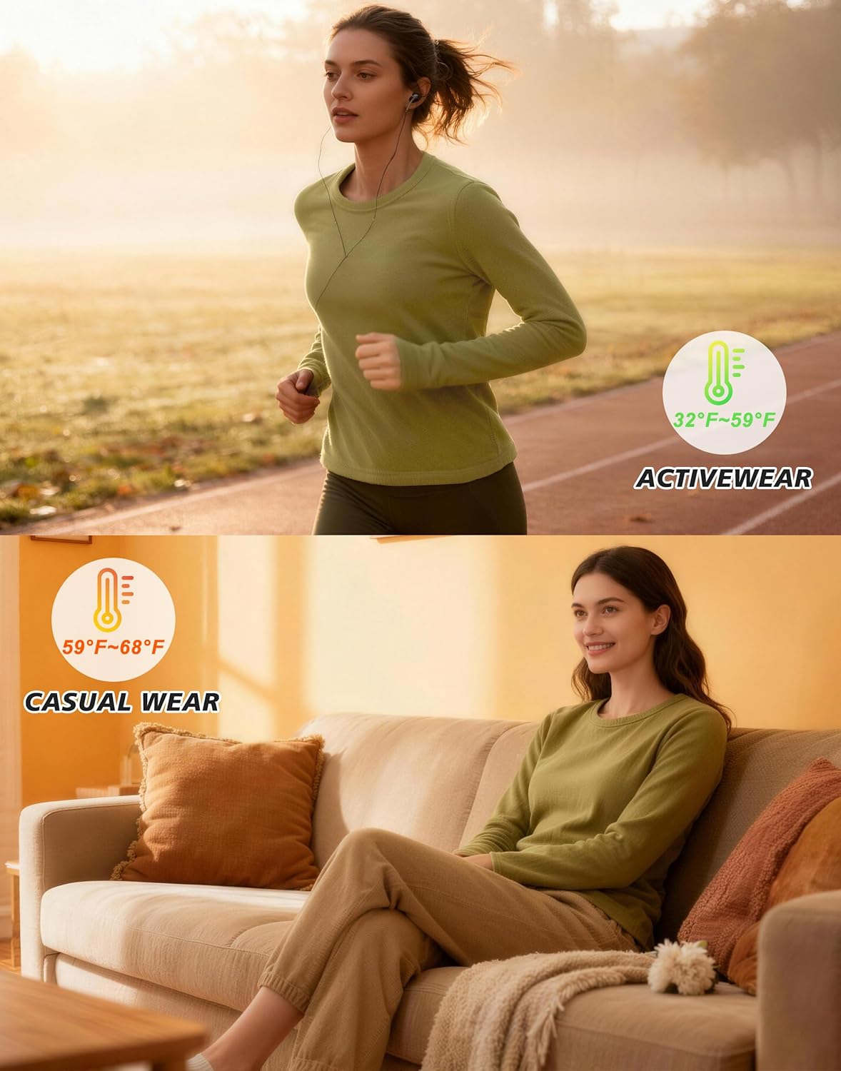 Pioneer Camp Women's Fleece Shirts Long Sleeve Base Layer Running Shirt, Thermal Top Crew Neck Base Layer for Winter - Image 4