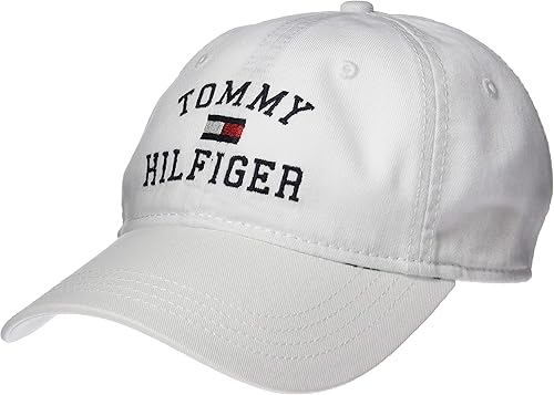 Tommy Hilfiger Gorra de béisbol ajustable Tommy para hombre Manzana roja, Negro, Brillo dorado, Sky Captain, Blanco