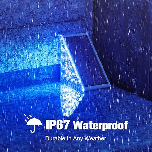 Vista 27 de VOLISUN Paquete de 12 luces solares para escaleras, luces solares impermeables IP67, luz de paso al aire libre con 13 LED, decoración de iluminación