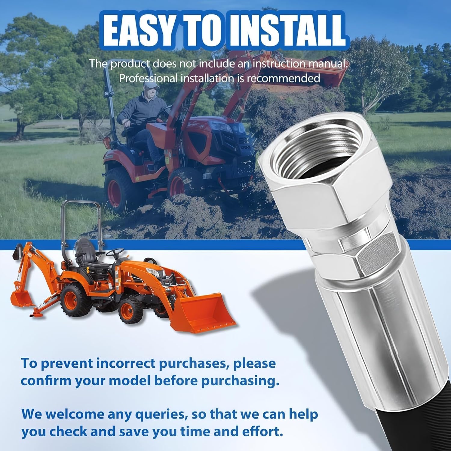 7J303-76610 75535-66620 7J999-95562 Hydraulic Hoses Kit Fit for Kubota LA350a LA401 LA402 LA402-1 Front Loader, Include Boom & Bucket Cylinder Hoses