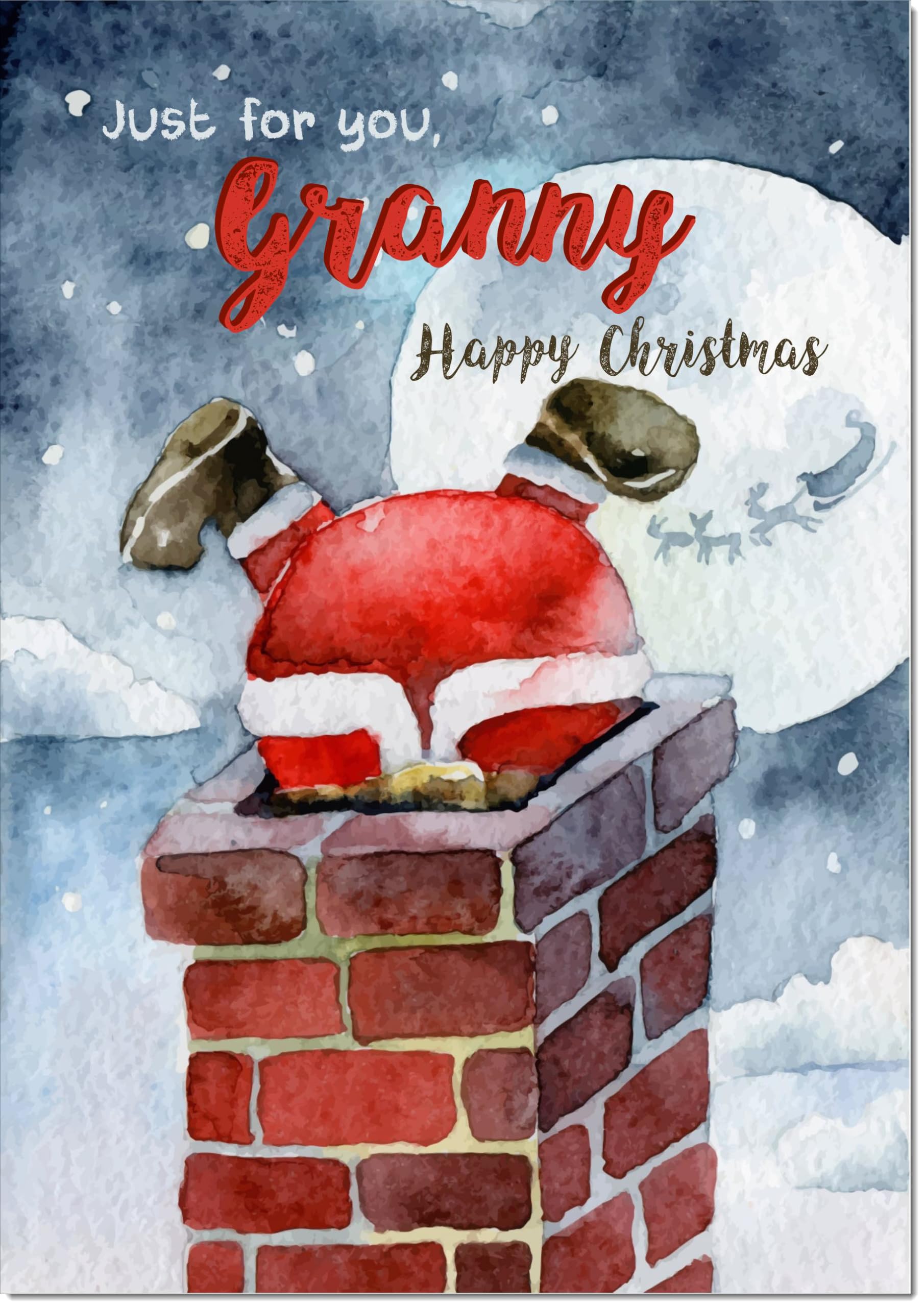 doodlecards Granny Christmas Card Santa Chimney Large A4 Size Christmas Card for Granny with Plain Envelope