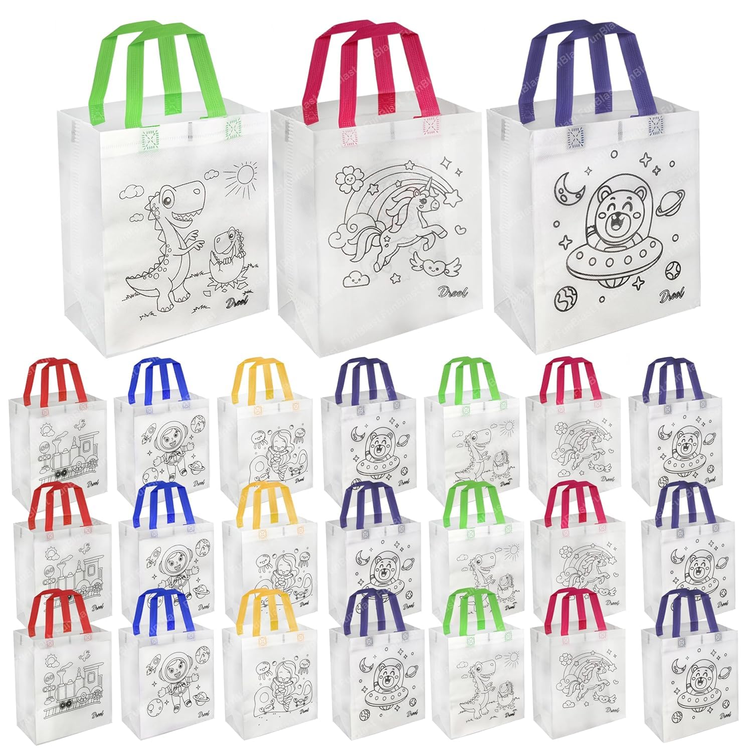 lovzilly Plastic Return Gift Bags For Kids Birthday-Diy Coloring Reusable Bags|Doodle Colouring Bags As Birthday Return Gift Or As Goody Bags-Assorted Theme|Set Of 24|Size: 10 X 11.5 X 4 Inches (B0D3FD16D1) Amazon Price History, Amazon Price Tracker
