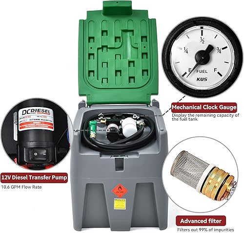 Miniatura 2 de YITAMOTOR Tanque diésel portátil de 55 galones, tanque de combustible diésel con bomba de transferencia eléctrica de 12 V con boquilla de