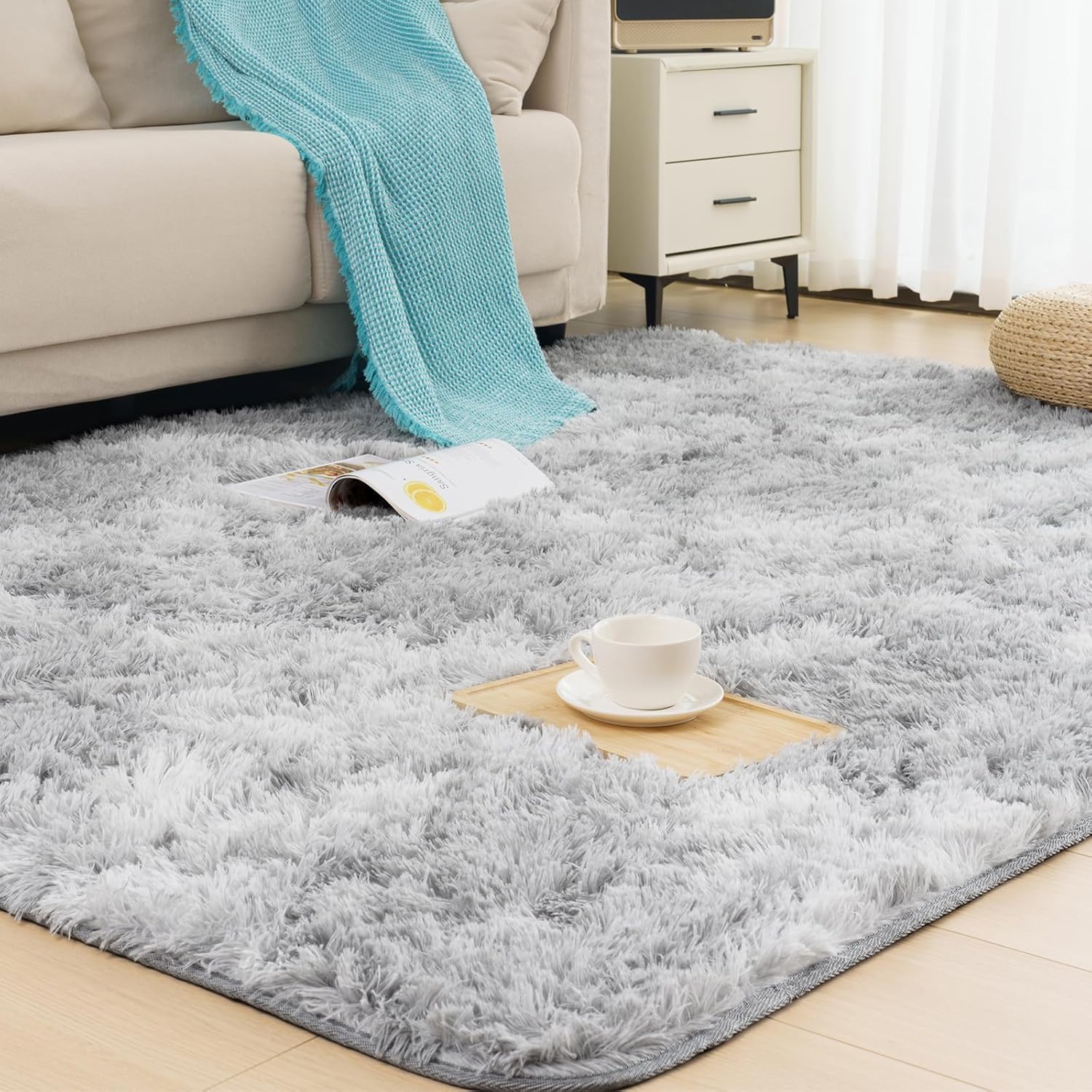 Vamcheer Alfombra de Pelo Largo 200 × 290 cm, Lavable y Antideslizante
