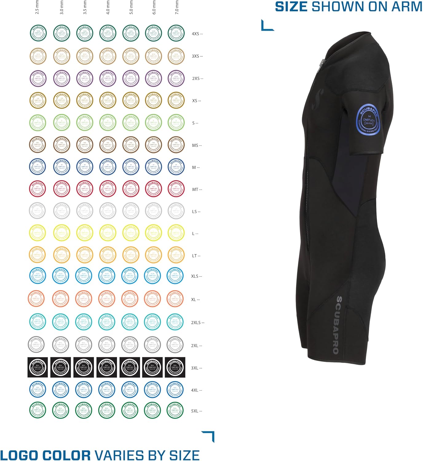 SCUBAPRO Oneflex Shorty Men's Diving Wetsuit, 2.5mm, Short Sleeve, X-Foam Neoprene, L