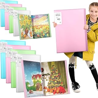8 Pcs A3 A4 Diamond Painting Storage Book with 40 Pocket Sleeves, Art Portfolio Diamond Art Storage Book Art Presentation Folder Diamond Painting Holder Bags Photo Organizer Containers