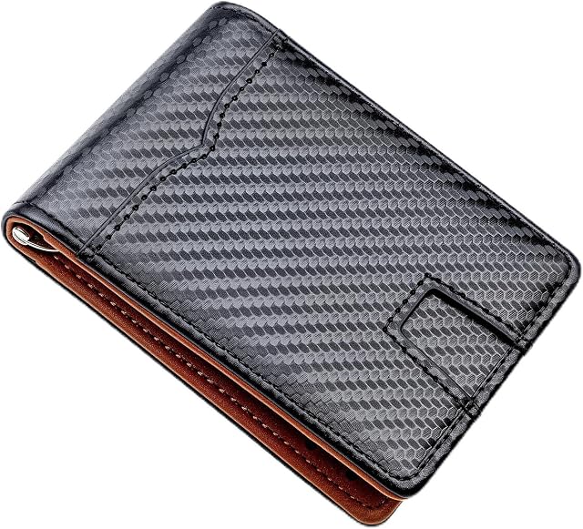 Defway Portefeuille de cartes minces pour hommes - Portefeuille mince pour les hommes, RFID Organisateur de carte de blocage, Clip argent réglable,Cadeau homme mince pour anniversaire(noir)