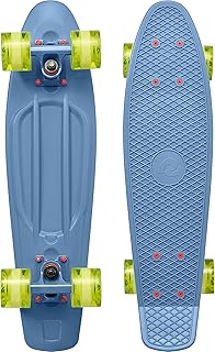Retrospec Quip Mini Cruiser Skateboard 22.5" Classic Retro Plastic Cruiser Complete Skateboard with ABEC 7 Bearings and PU Wheels Compact Board w/Grippy, Molded Waffle Deck