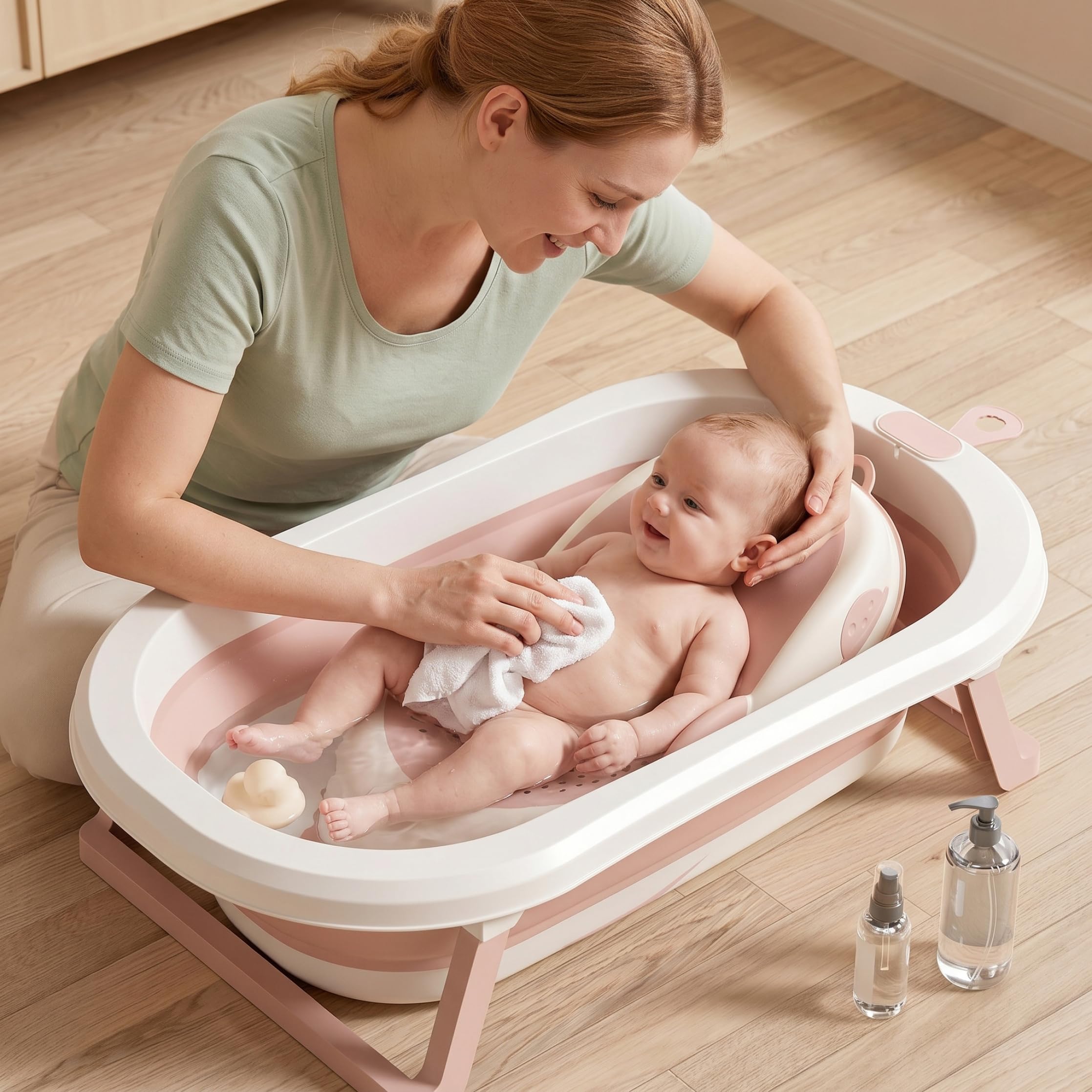 Vasca da bagno per bambini, seggiolino da bagno pieghevole per bambini, supporto sicuro per il, cuscino per neonato in rete, adatto alla maggior parte delle vasche da, stile-2