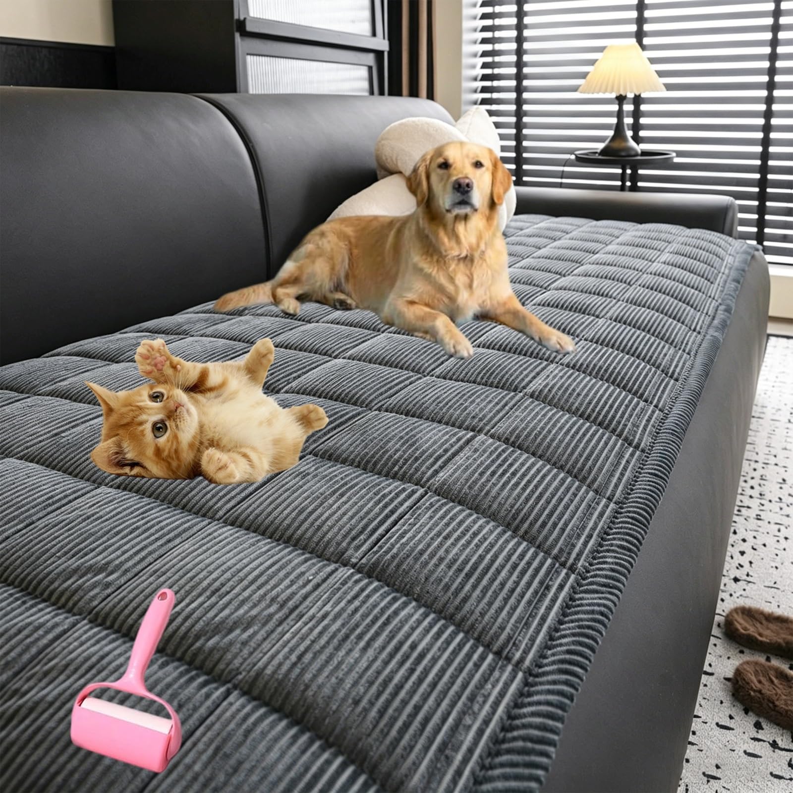 Sofa Guard - Soft in Aktion, rutschfest hundedecke, Tierliebling Sofa Guard, Kratzfes Wasserabweisend für Haustiere, Kinder, Hunde und Katzen(Dunkelgrau,70 x 210cm)