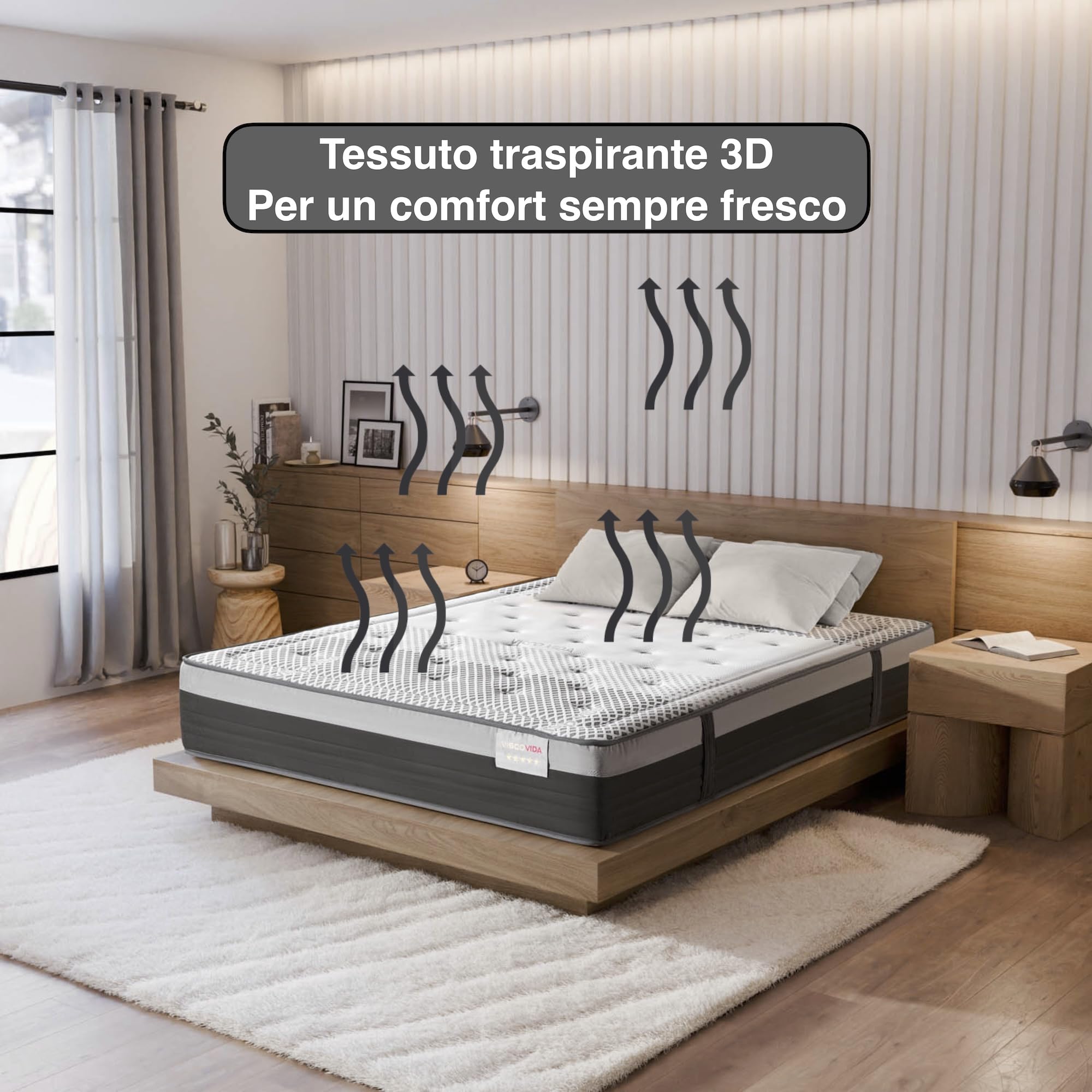 Materasso Matrimoniale 160x200 Memory Foam 27 cm Ergonomico e Ortopedico, Alta Densità HR, Fermo e Traspirante, Antibatterico e Ipoallergenico – Certificato Oeko-Tex – Ideale per Dolori alla Schiena