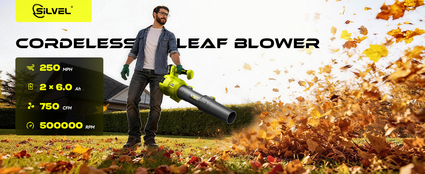 Amazon.com: SILVEL Leaf Blower, 750CFM/250MPH High Power Cordless
