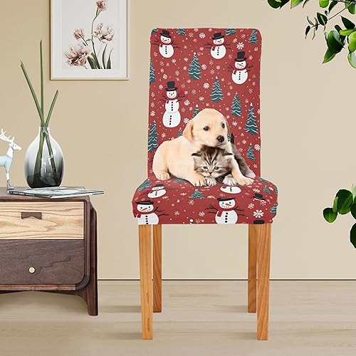 Miniatura 5 de S Husky Juego de 2 fundas para sillas de comedor de Navidad, muñeco de nieve, extraíbles y lavables, para hotel, ceremonia, banquete, boda, fiesta