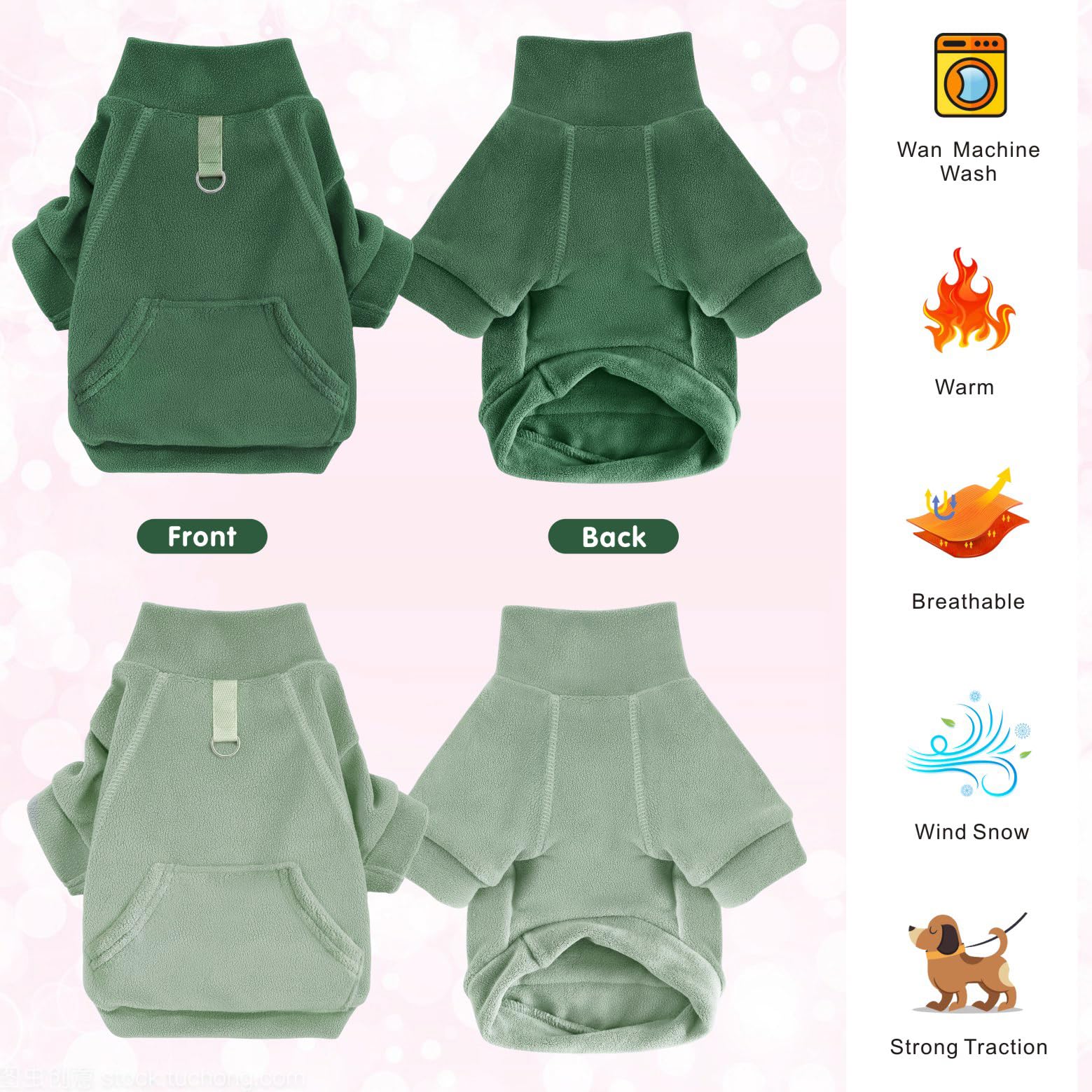 Mosukoirl Hundepullover Hund Hoodie Haustier Warme Mäntel Baumwolle Sweatshirts Hund Kleidung mit Tasche Welpe Pullover Hund Overall für kleine mittlere Hunde