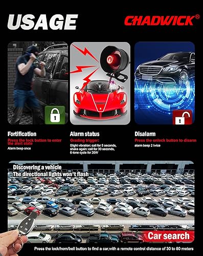 Miniatura 17 de Alarma de sirena de bocina de coche para coche de 12 V CC, sistema de protección de seguridad de alarma de coche universal con 2 controles remotos