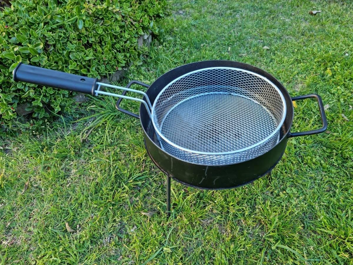 Sor pampa Luxury Argentine Disco de Arado + fryer basket - Argentina Paellera - BBQ Parrilla Asado (14 in)