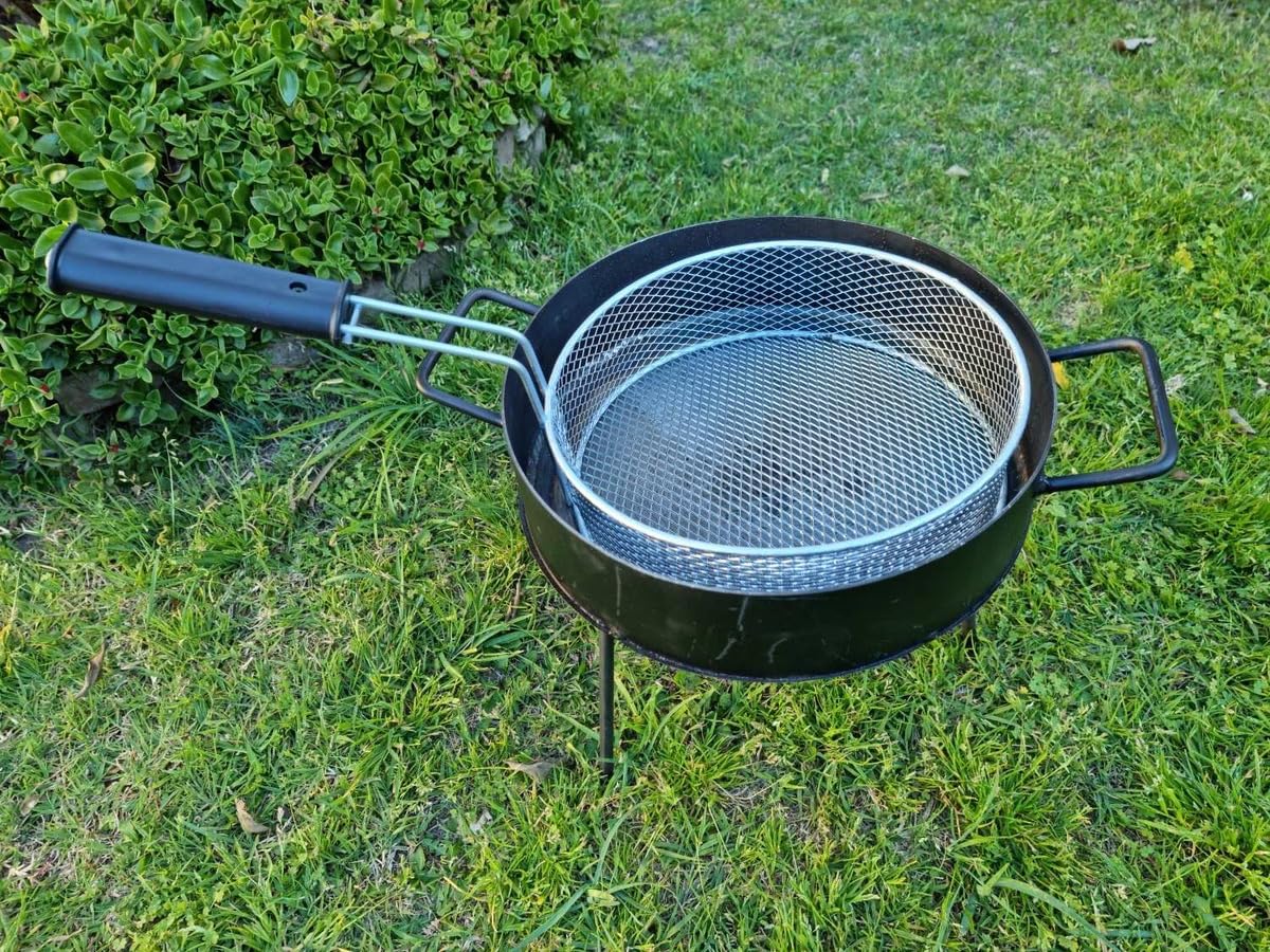 Sor pampa Lujo Argentino Disco de Arado + Cesta Freidora + Stoker - Argentina Paellera - BBQ Parrilla Asado (Disco 16")