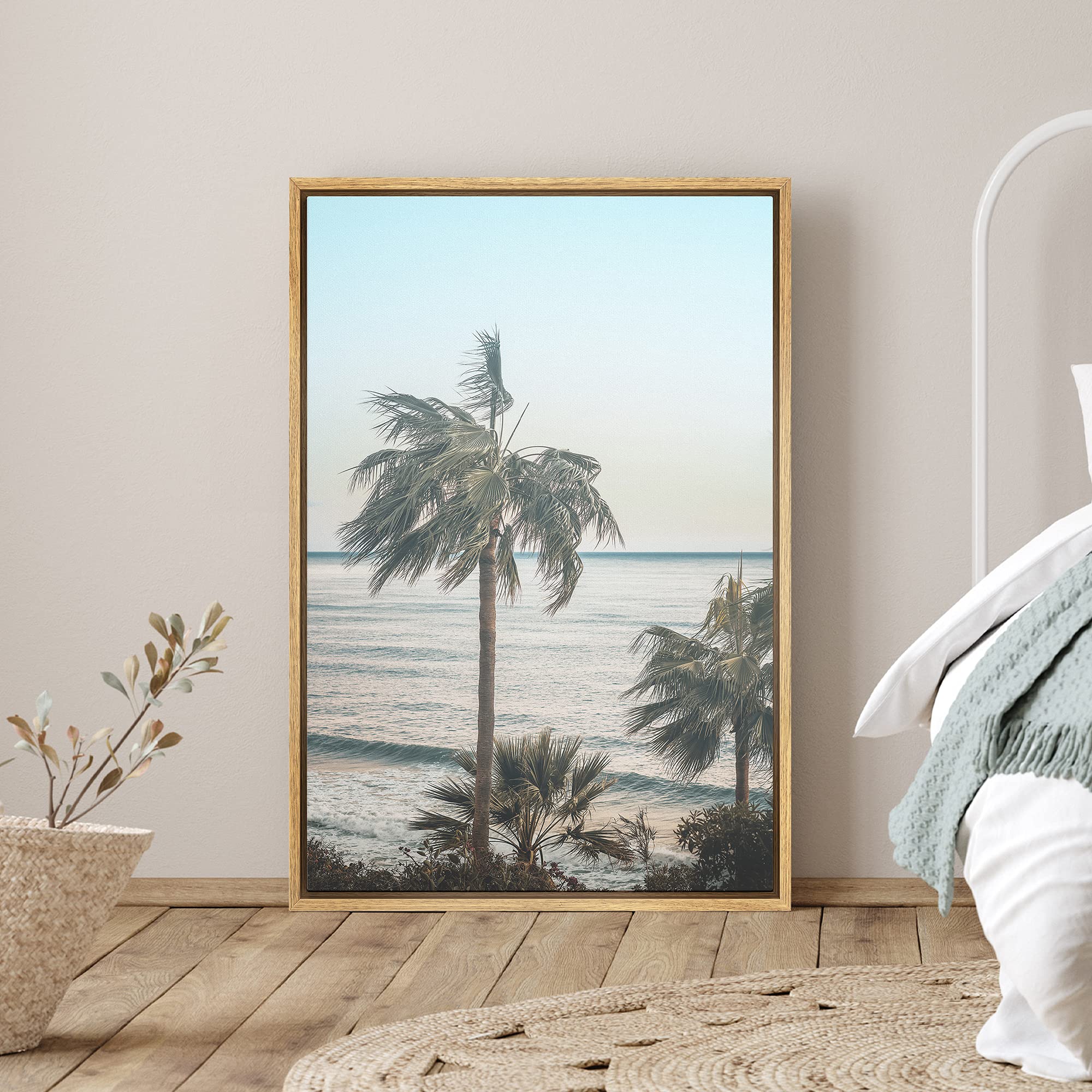 新品 絵画 キャンバス 油絵 海 水平線 風景画 木枠 フレーム付 Amazon.co.jp: ハワイ 夕暮れ 海とヤシの木 アートポスター