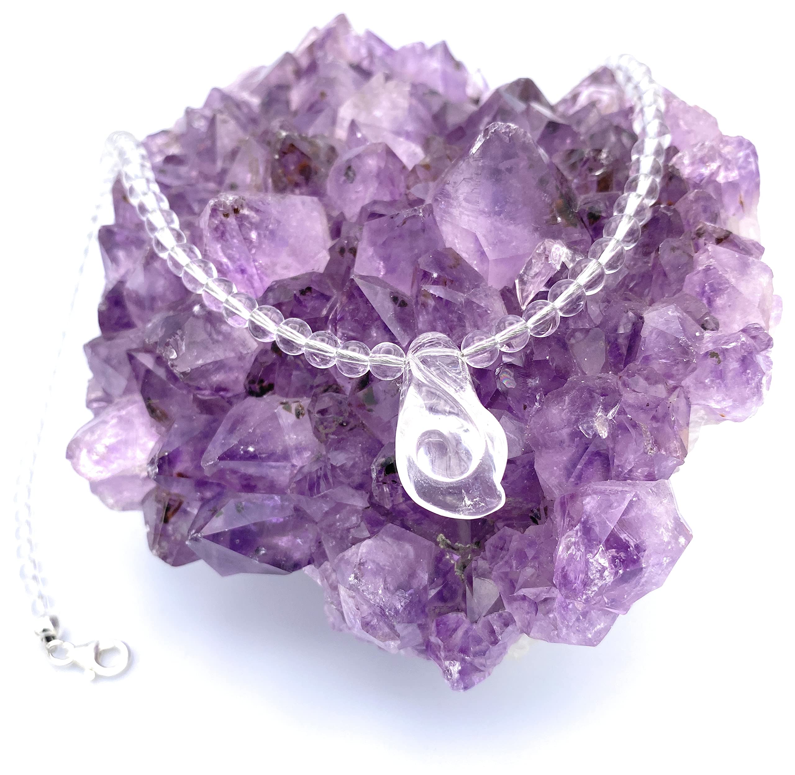 Bergkristall Halskette mit Blume Verschluss 925er Sterling-Silber
