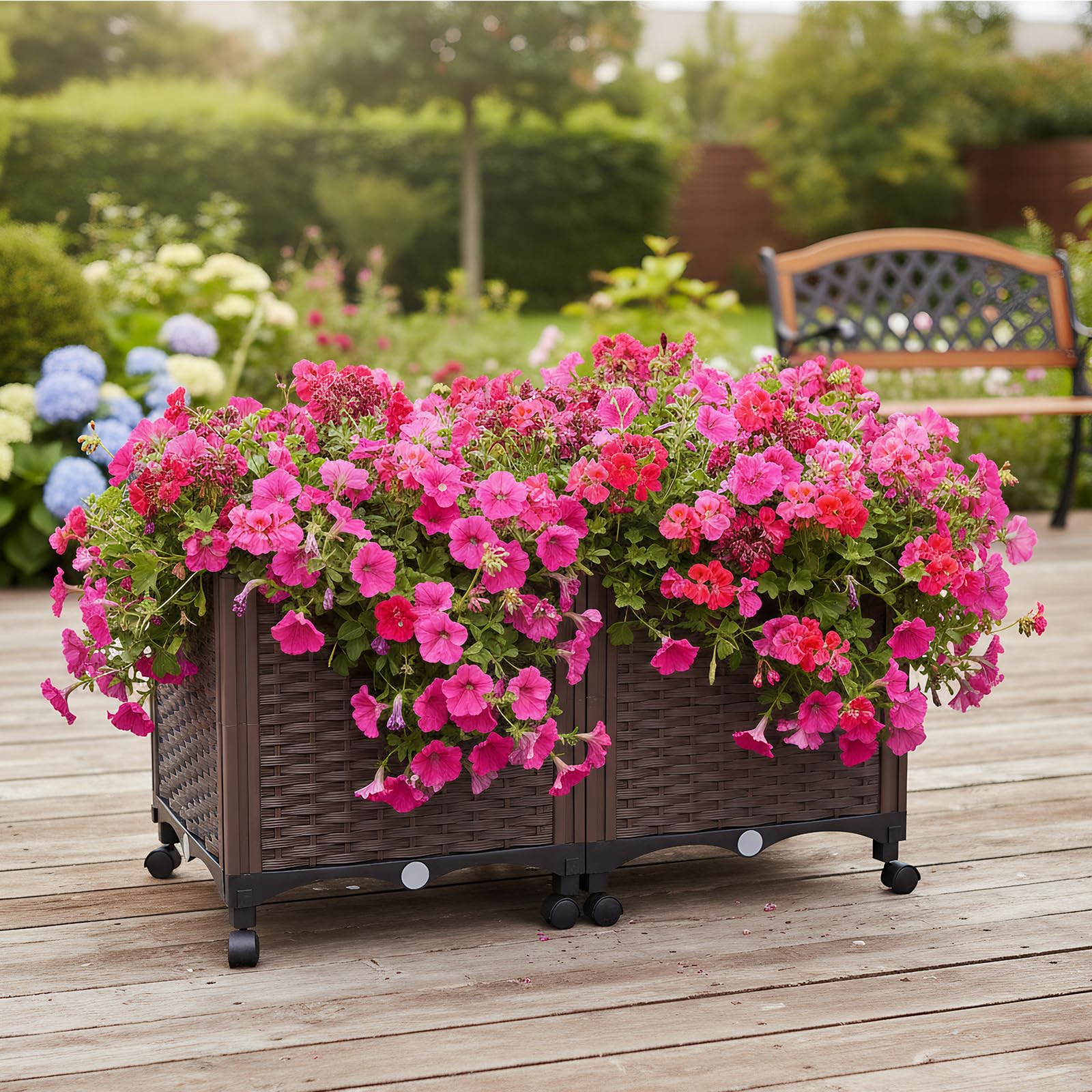 Elevated Raised Garden Bed with Wheels, Raised Planters for Garden Flower
