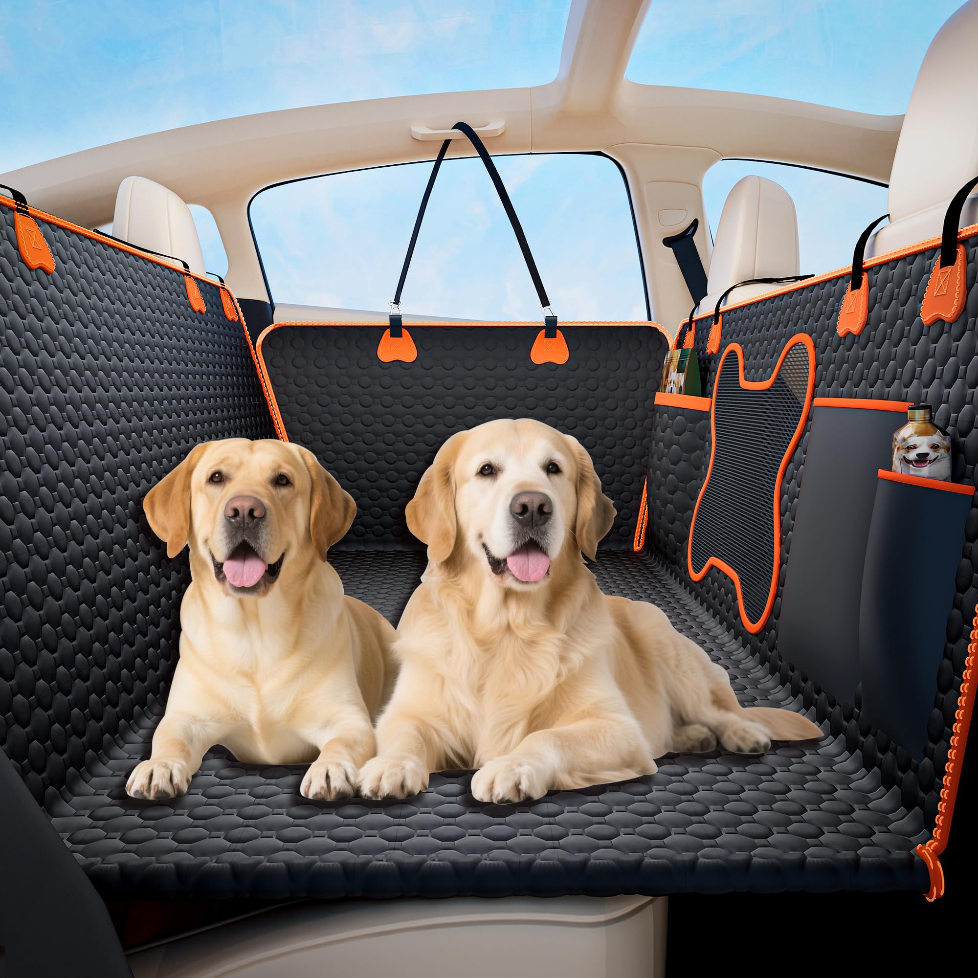 YFChangle Hard Bottom Dog Car Seat Cover for Back Seat Waterproof Nonslip Hammock Extender for Trucks SUVs Heavy