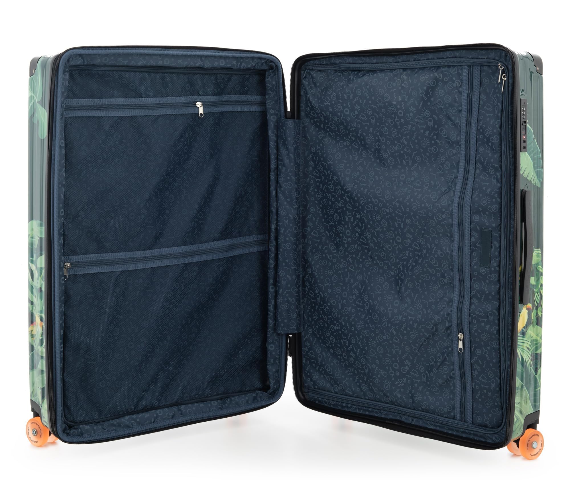 Hauptstadtkoffer Q-Damm Mittelgroßer Koffer (68 cm) 71-89 L, Design Papagei | ABS-Hartschale · TSA-Zahlenschloss · Erweiterbar · 4 Rollen · Austauschbare Ersatzteile · Aufgabegepäck · Urlaub · 1-2 Wochen