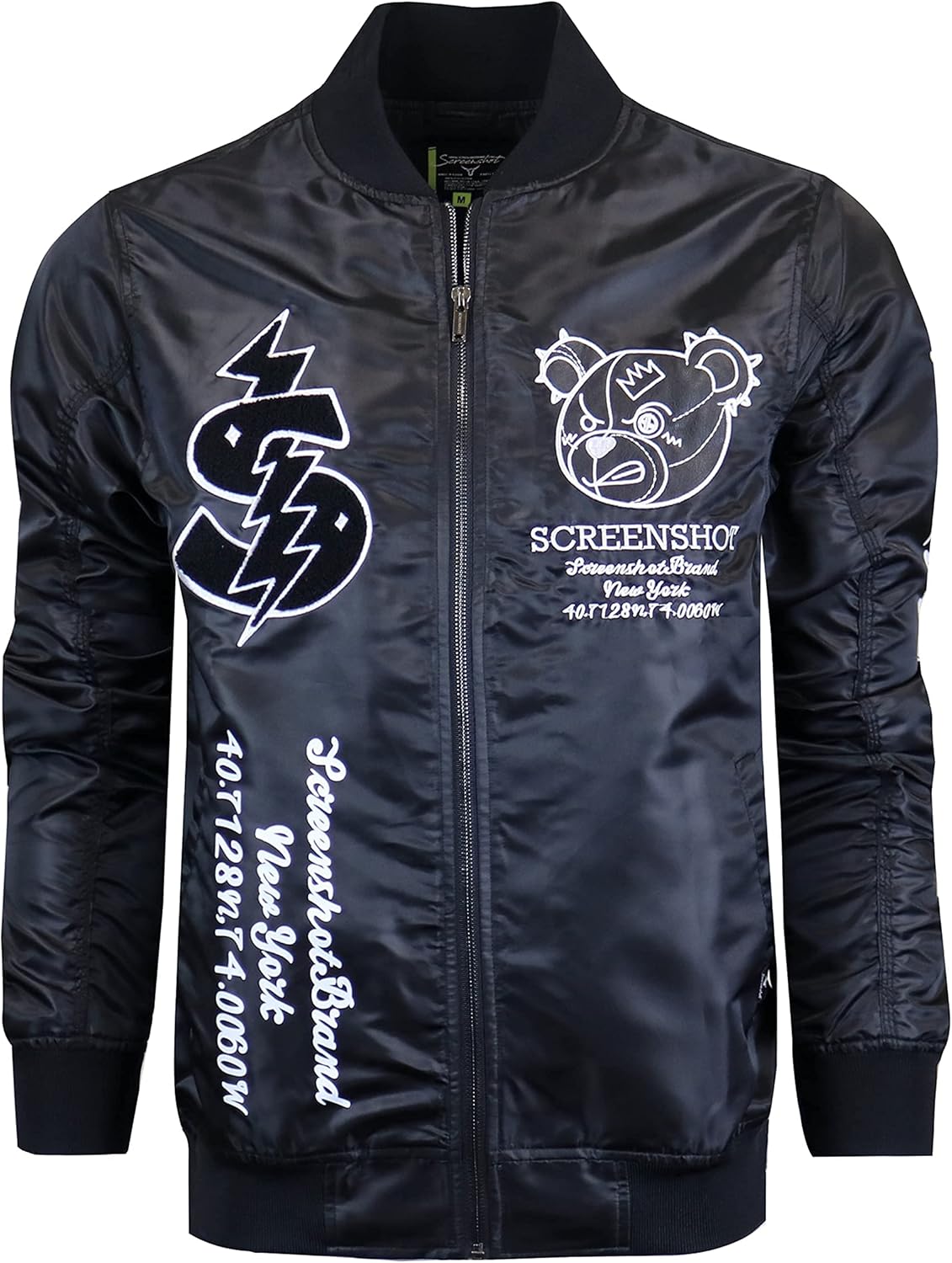 SCREENSHOT Hip-Hop Urban NYC Fashion Bomber Jacket - Modern Outdoor Lightweight Streetwear Graffiti Print Zip Up Top - Image 2