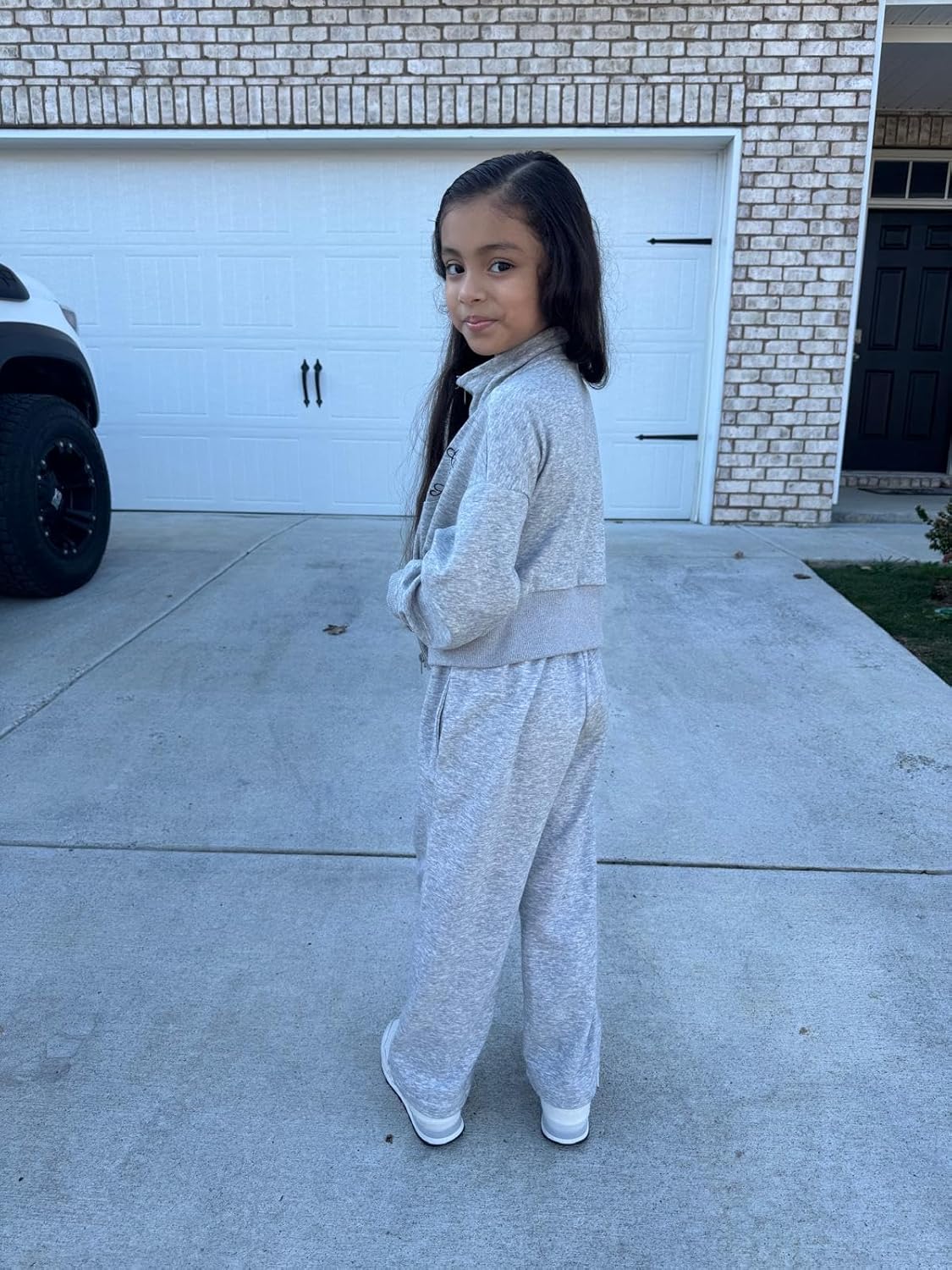 Pumpkin By L.E. Girls’ 2-Piece Sweatsuit Set, Zip-Up Hoodie with Wide-Leg Pants, Soft Cotton Lounge Outfit, 5–14 Years - Image 7