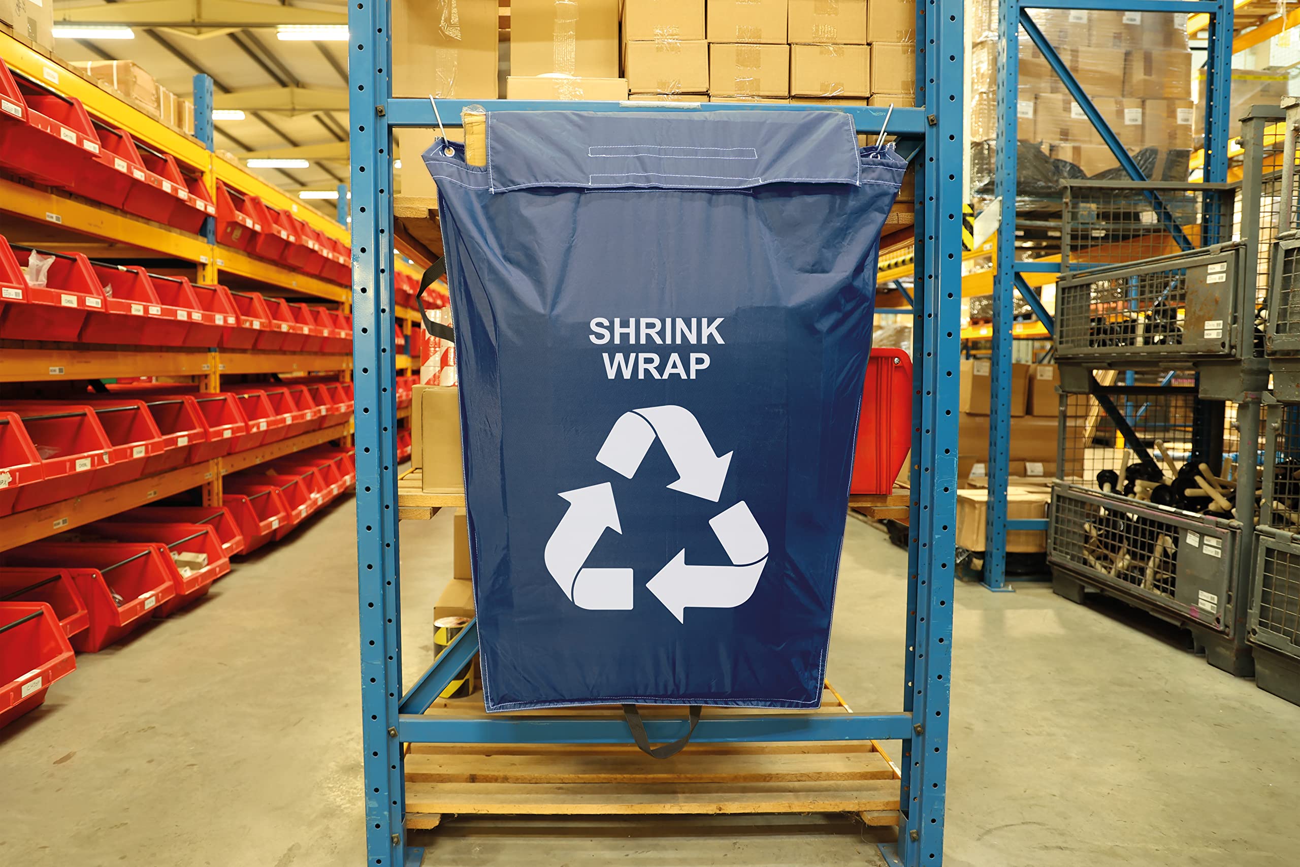 Industrial Racking Sack Waste Recycling Bag (160L) | Heavy Duty Waterproof Warehouse Disposal Sack | Shrink Wrap Waste Organiser for Pallet Racking Ends