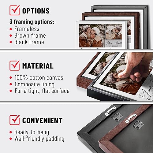 Vista 227 de H-DEWALL Letras de canciones personalizadas, lienzo enmarcado en marrón, música romántica del día de San Valentín, regalo personalizado para marido