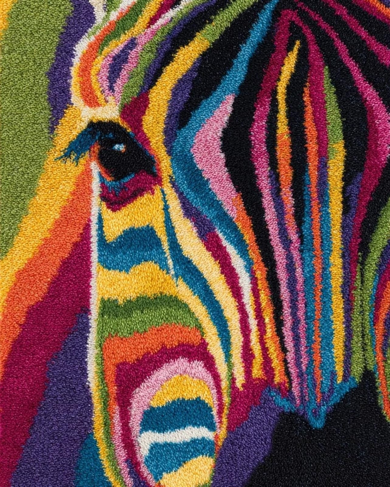 Wallphantom DIY Latch Hook Rug Kit Handmade Carpet,Animal Zebra
