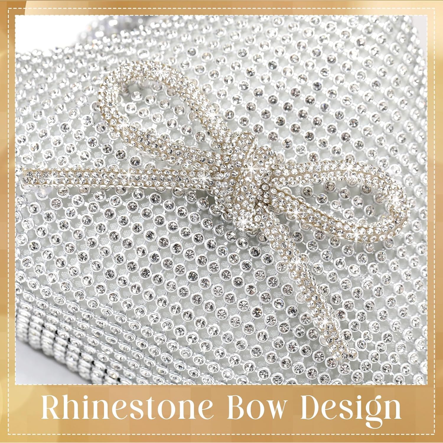 Women's Rhinestone Bow Clutch Evening Bags Sparkly Glitter Triangle Purse for 1920s Party Prom Wedding - Image 5