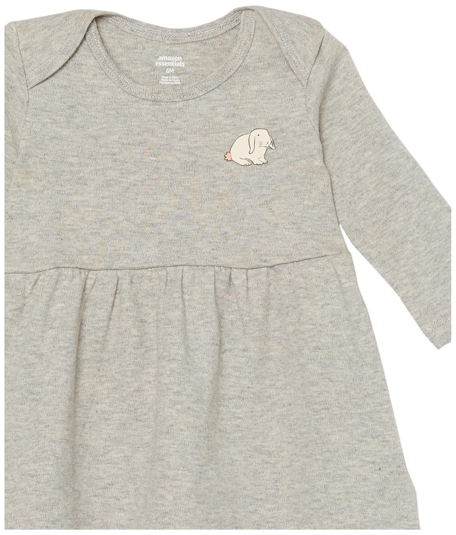 Amazon Essentials Abito In Cotone A Maniche Lunghe Bimba 0-24, confezione da 3