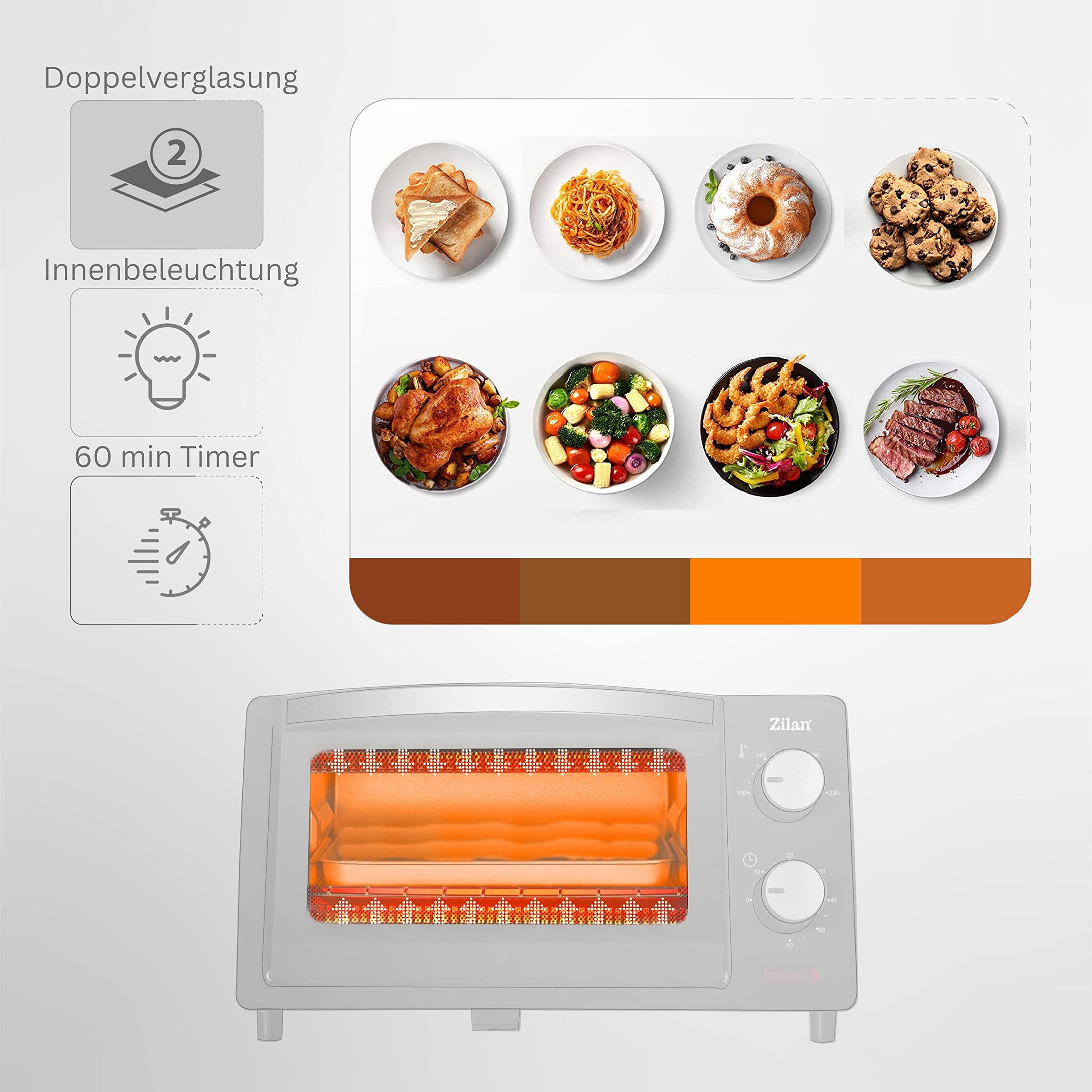 Mini Backofen 9 Liter | 60 min Timer | 800 Watt | 100°-230°C | Minibackofen | Backofen | Mini Oven | Camping Ofen | Kleiner Backofen | Kleiner Ofen