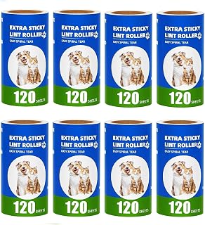 960 Sheets Pet Hair Roller, 10 Rolls Extra Strong Clothes Roller, No Handle, Clothes Roll, Hair, Sofa, Bed, Cat Hair, Dog Hair, 120 Sheets/Rolls