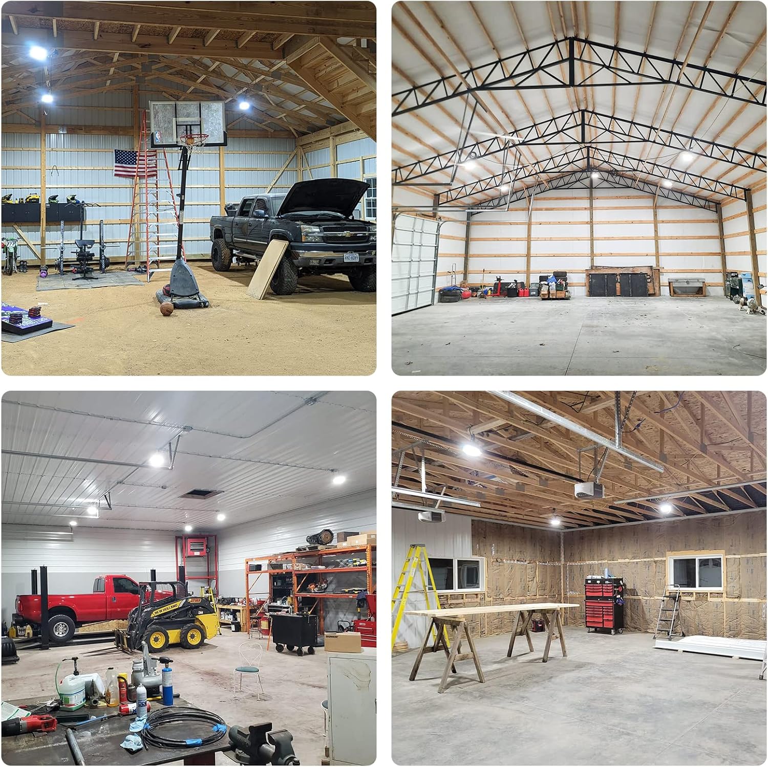 HYPERLITE High Bay LED Lights 100W 14000LM 5000K, 450W MH/HPS Eqv. LED High Bay Light with US Plug UL Listed IP65 Waterproof for Shop Garage 1PC(Motion Sensor not Included)