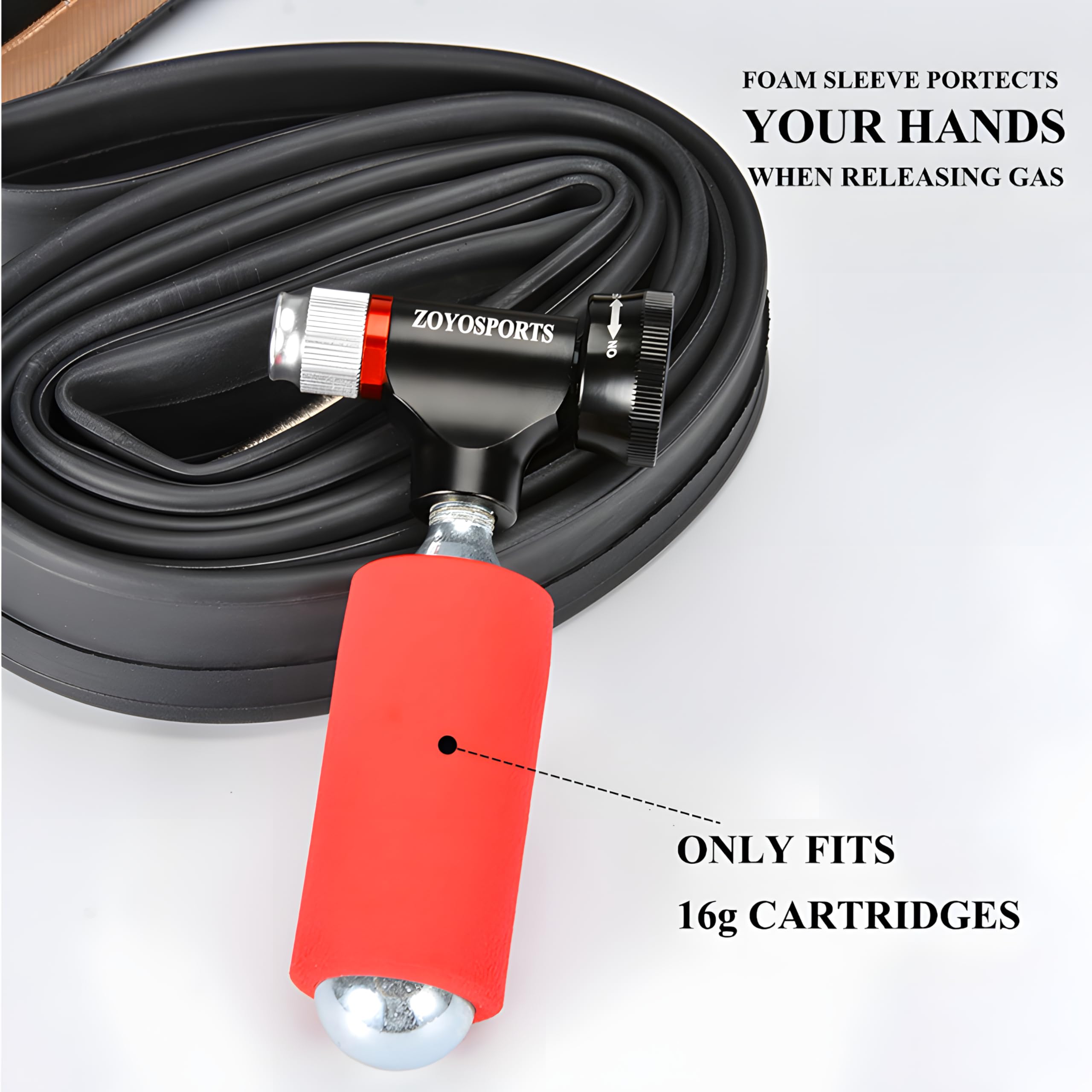 ZOYOSPORTS Mini pompka CO2 z manometrem, przenośna pompka do opon rowerowych, do rowerów szosowych i górskich, bez wkładów CO2 w zestawie