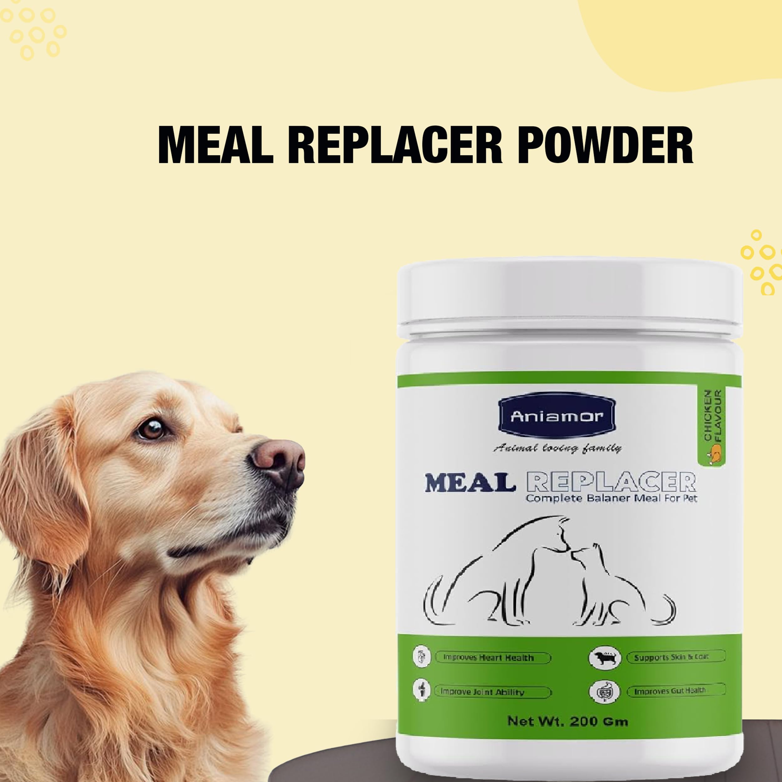 Aniamor Meal Replacer | Pet Supplement | Helps in Overall Health | 200gm Jar | for All Life Stages 4