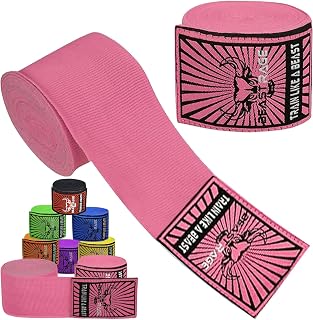 BEAST RAGE 180" Professional Boxing Hand Wraps for MMA, Muay Thai, Kickboxing - Semi-Elastic Wrist Support Pair