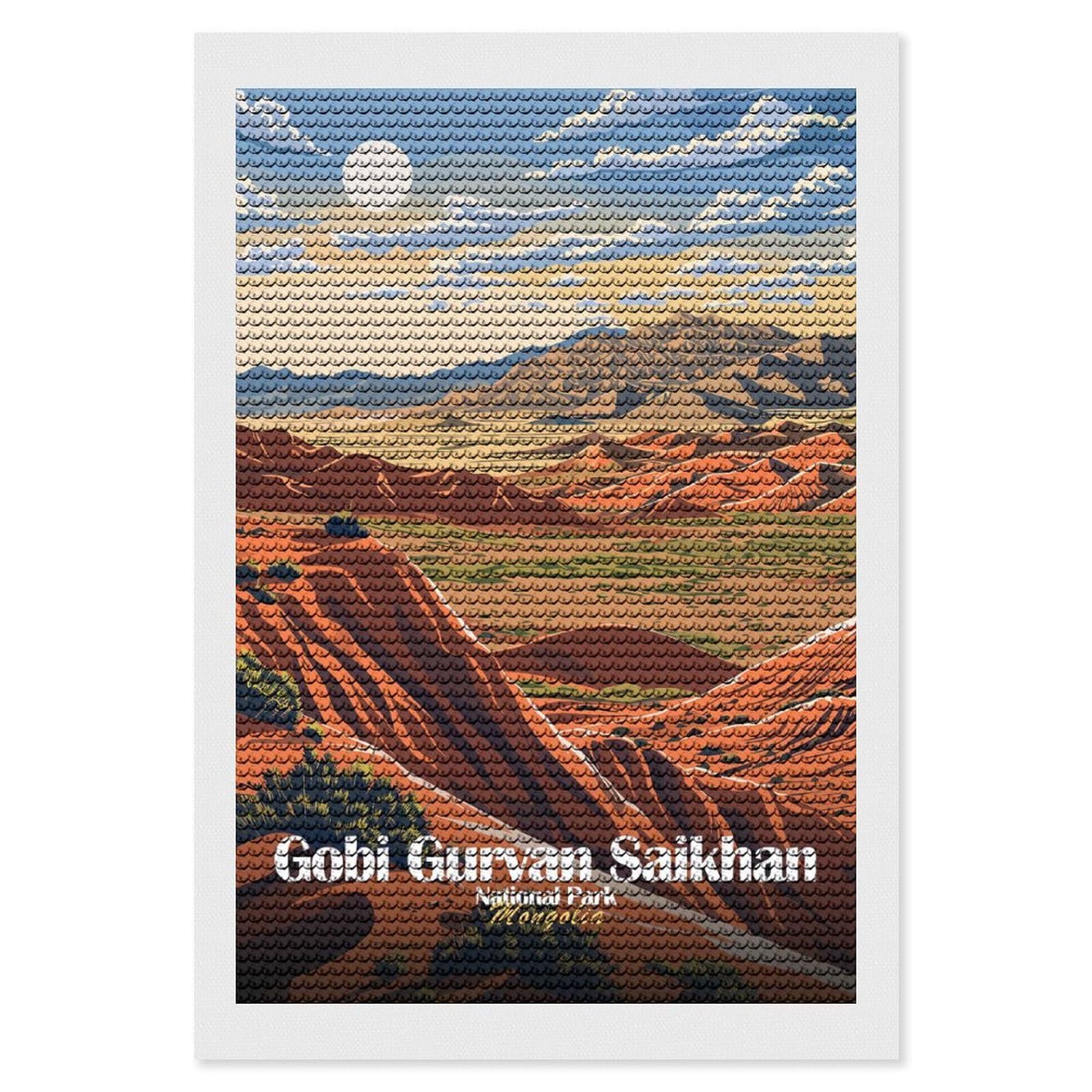 Junmoney Gobi Gurvan Saikhan National Park, Mongolia Round Drill Diamond Painting 8"x12", for Craft Lovers, Stress Relief Craft, Bedroom Decor, Festive Craft Gift