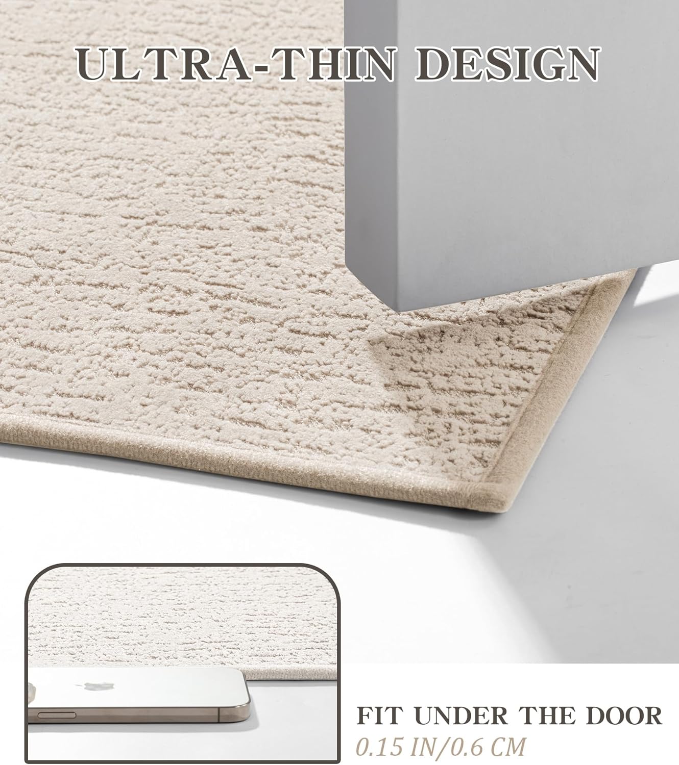 chakme Bathroom Rug Sets 2 Piece, Ultra Thin Bath Rug Set Quick Dry Bath Mat, Absorbent Bath Mat for Bathroom Non Slip Machine Washable, (Light Beige) - Image 3